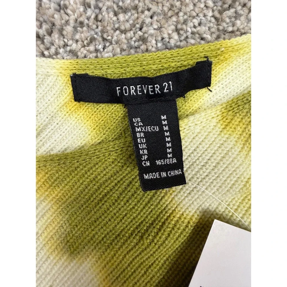 Forever 21 Womens Lime Green Tie Dye Knit V-Neck Tank Top Size Medium NWT - Picture 2 of 3